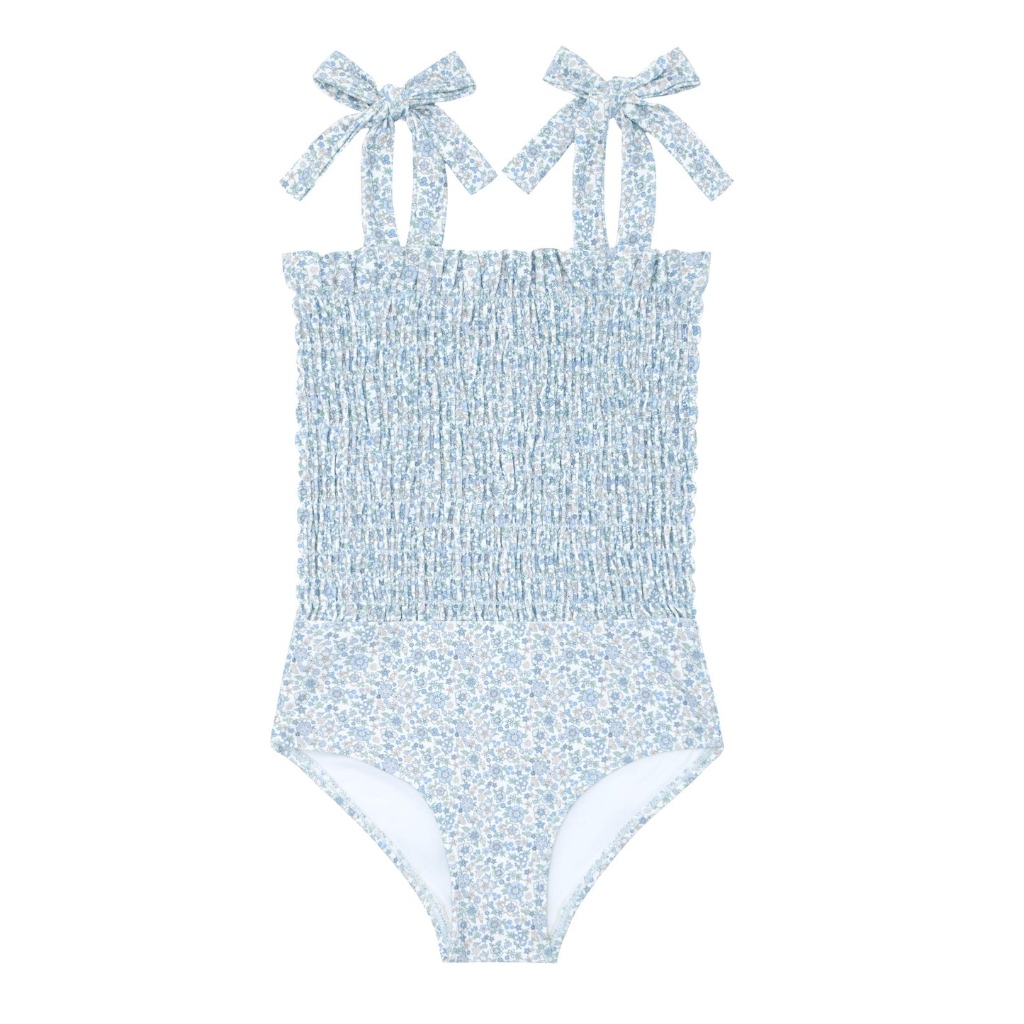 girls slate floral tie smocked one piece