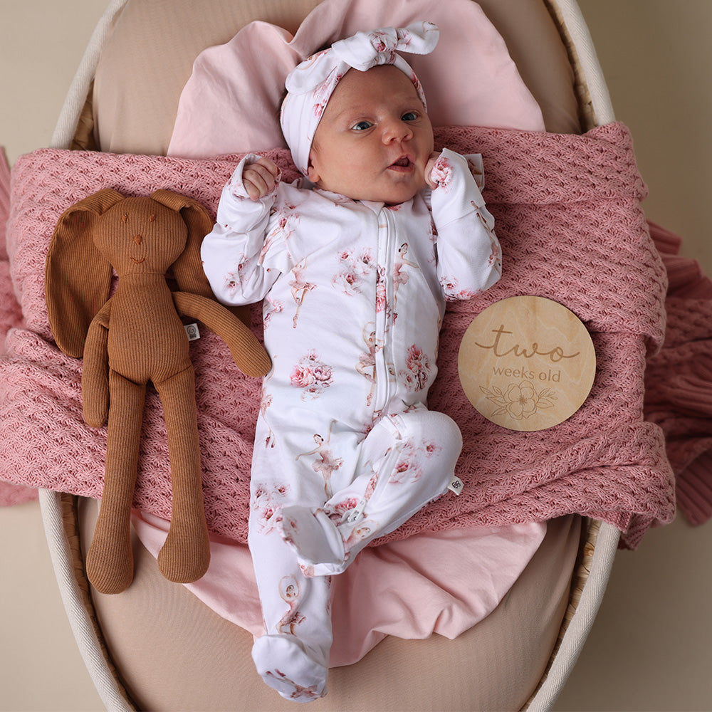Ballerina Organic Snuggle Sleepsuit Zip Footie with Frill