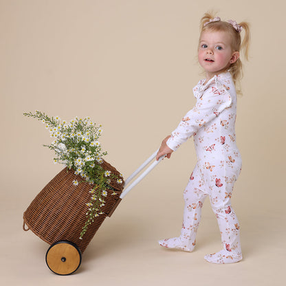 Butterfly Organic Snuggle Sleepsuit Zip Footie with Frill