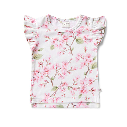 Cherry Blossom Organic T-Shirt with Frill