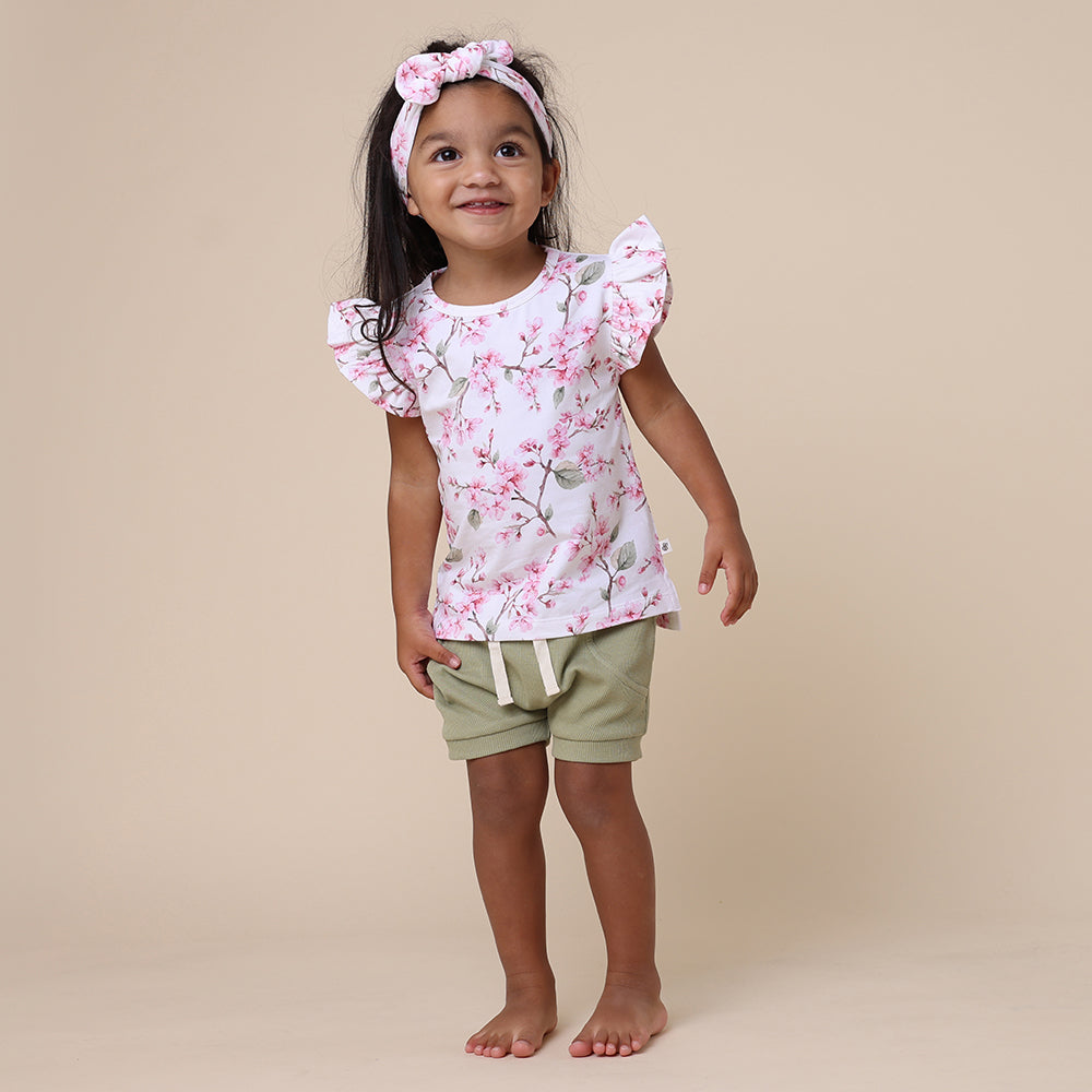 Cherry Blossom Organic T-Shirt with Frill