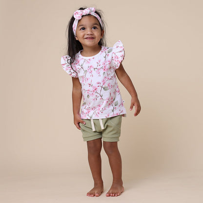 Cherry Blossom Organic T-Shirt with Frill