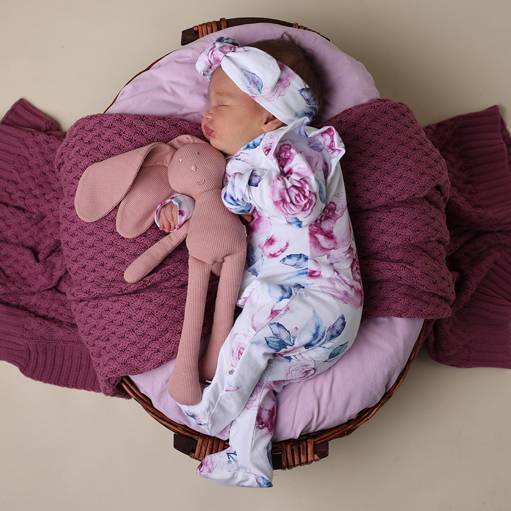 Lilac Skies Organic Snuggle Sleepsuit Zip Footie with Frill