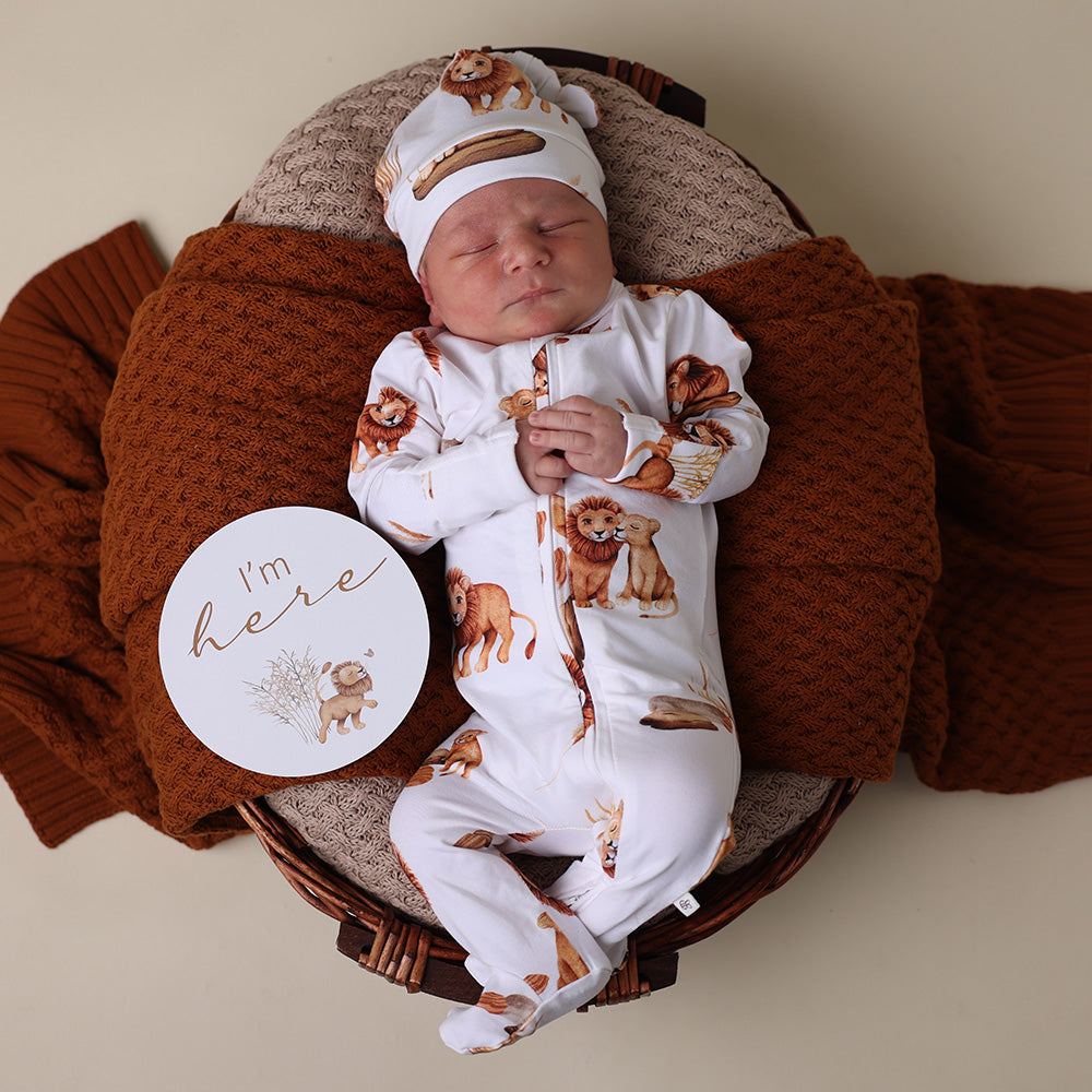 Lion Organic Snuggle Sleepsuit Zip Footie