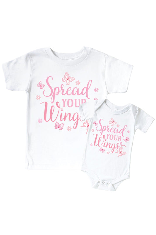 Spread Your Wings Graphic Bodysuit & Kids Tee | White