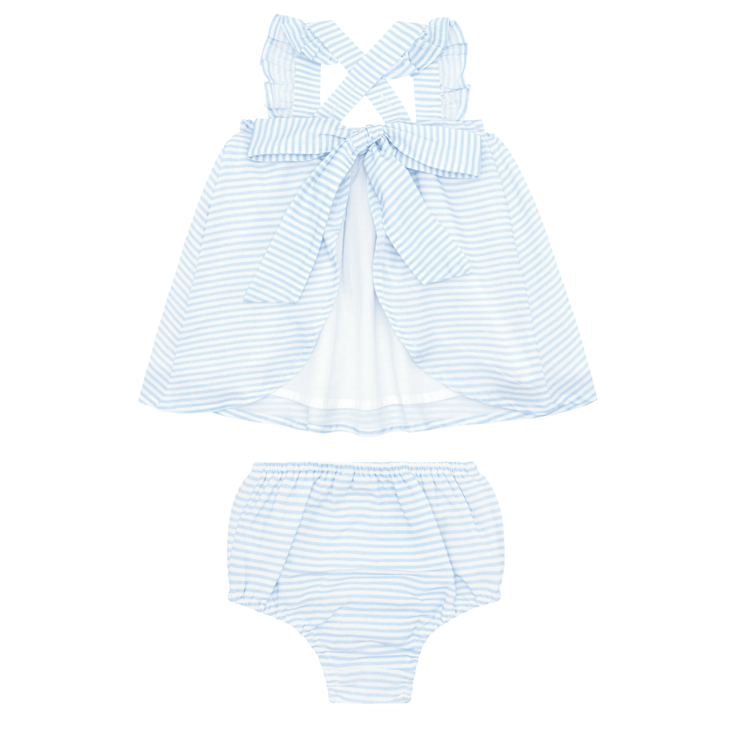 baby powder blue stripe flutter tank bloomer set
