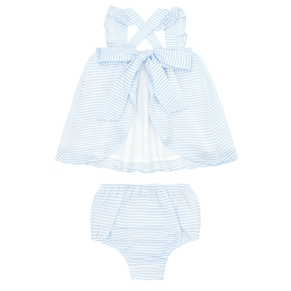 baby powder blue stripe flutter tank bloomer set