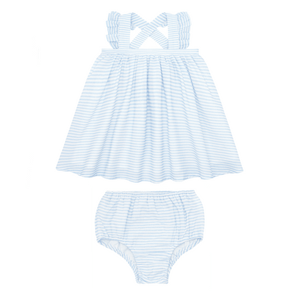 baby powder blue stripe flutter tank bloomer set