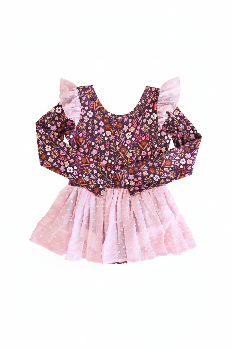 Long Sleeve Swiss Dot Leotard | Sugar Plum