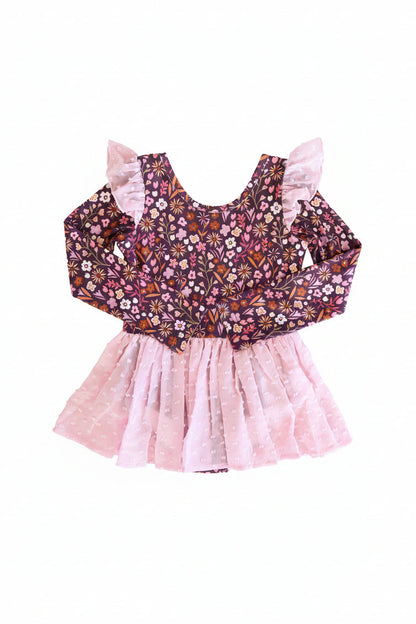 Long Sleeve Swiss Dot Leotard | Sugar Plum