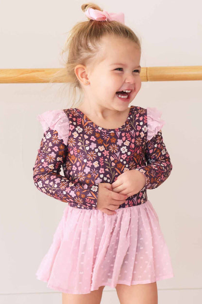 Long Sleeve Swiss Dot Leotard | Sugar Plum