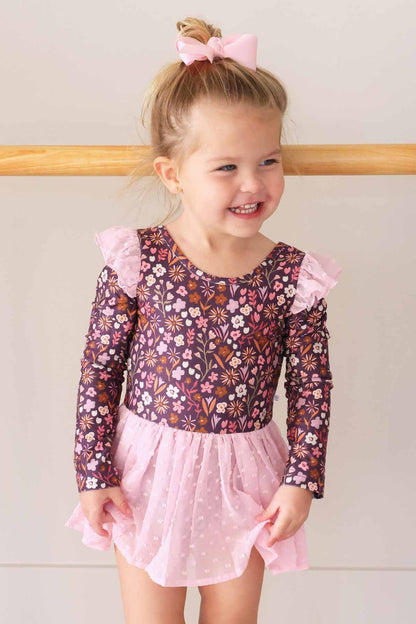 Long Sleeve Swiss Dot Leotard | Sugar Plum