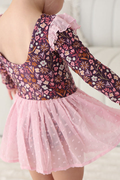 Long Sleeve Swiss Dot Leotard | Sugar Plum