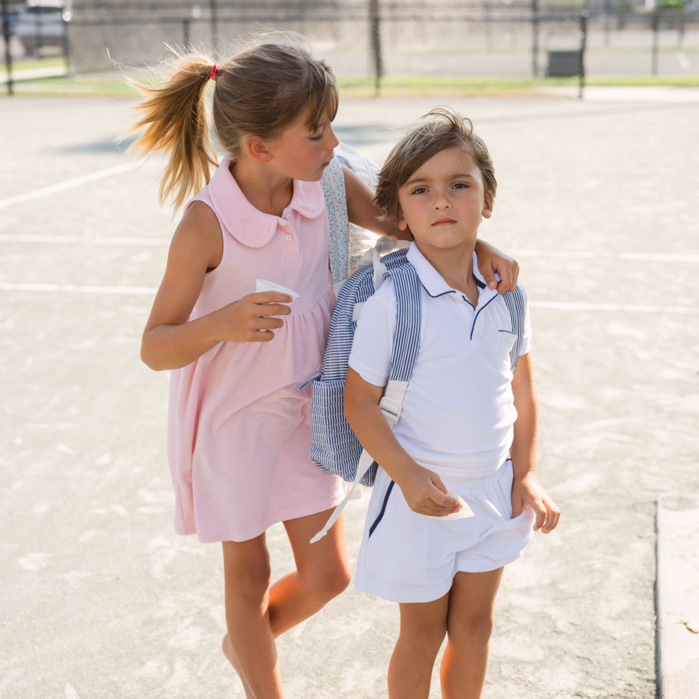 boys white french terry short with navy trim