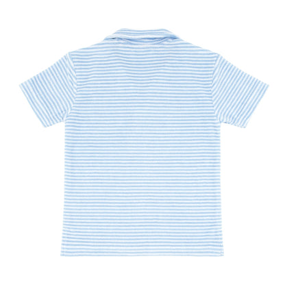 boys powder blue stripe french terry polo