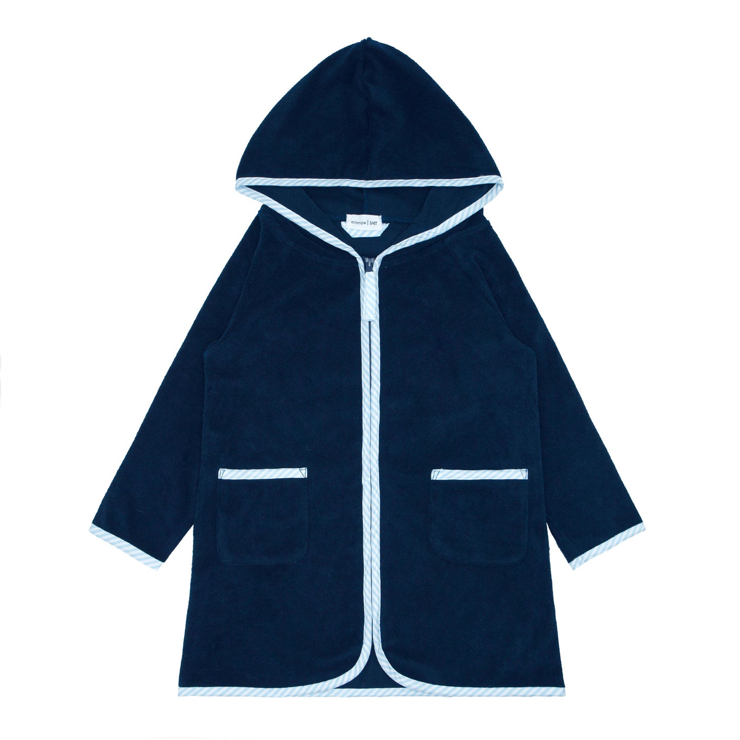 unisex navy french terry zipper coverup