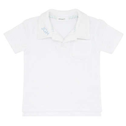 boys white french terry polo