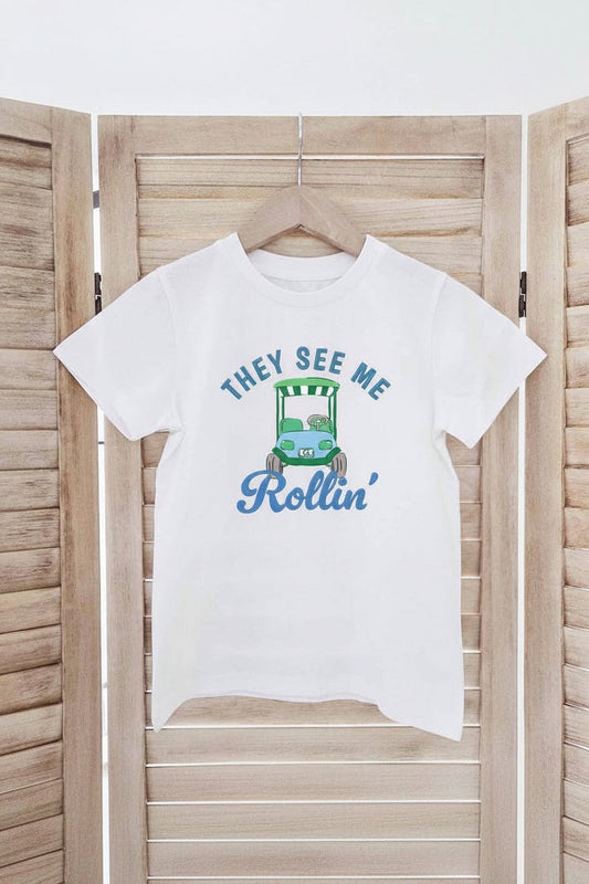 They See Me Rollin' Golf Kids Graphic Tee | White