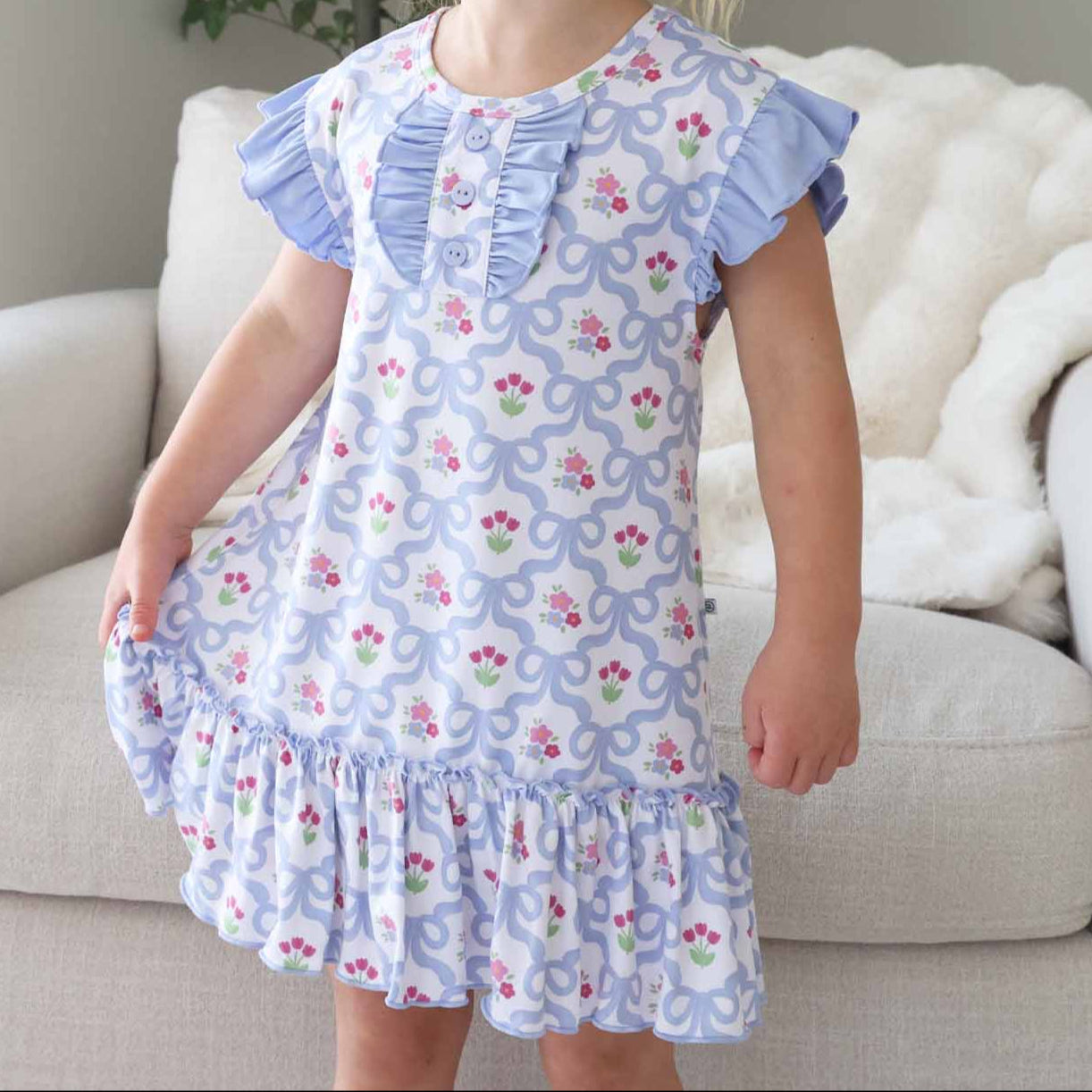 Flutter Sleeve Nightgown | Tied In Tulips