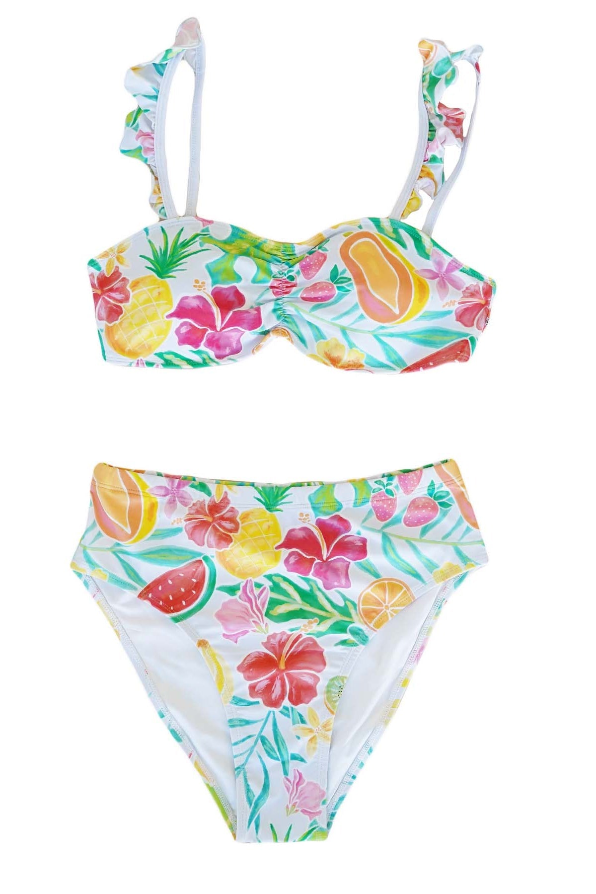 Women's Bikini with High Waisted Bottom | Tropical Paradise