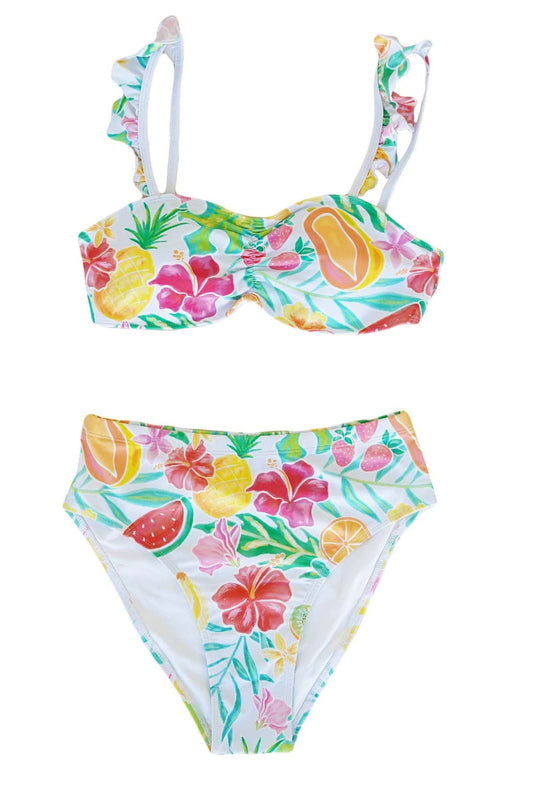 Women's Bikini with High Waisted Bottom | Tropical Paradise