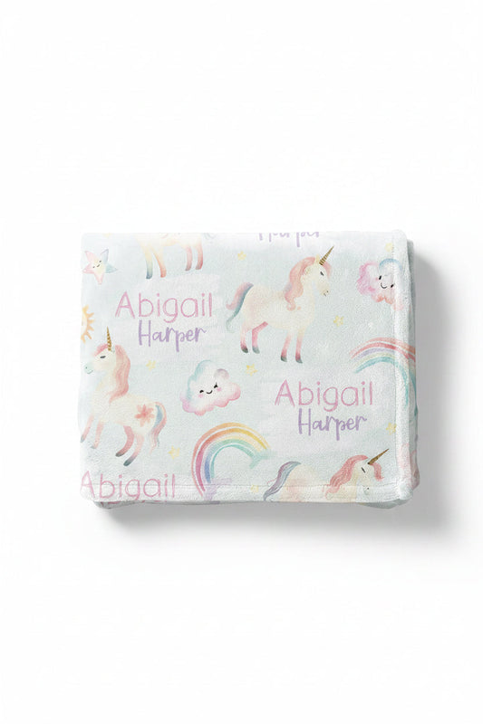 Magical Unicorns Personalized Kids Blanket