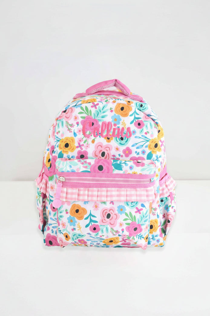Kids Embroidered Ruffle Backpack | Pretty Poppies