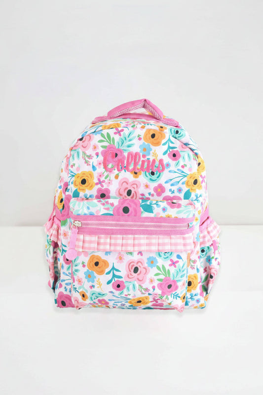 Kids Embroidered Ruffle Backpack | Pretty Poppies