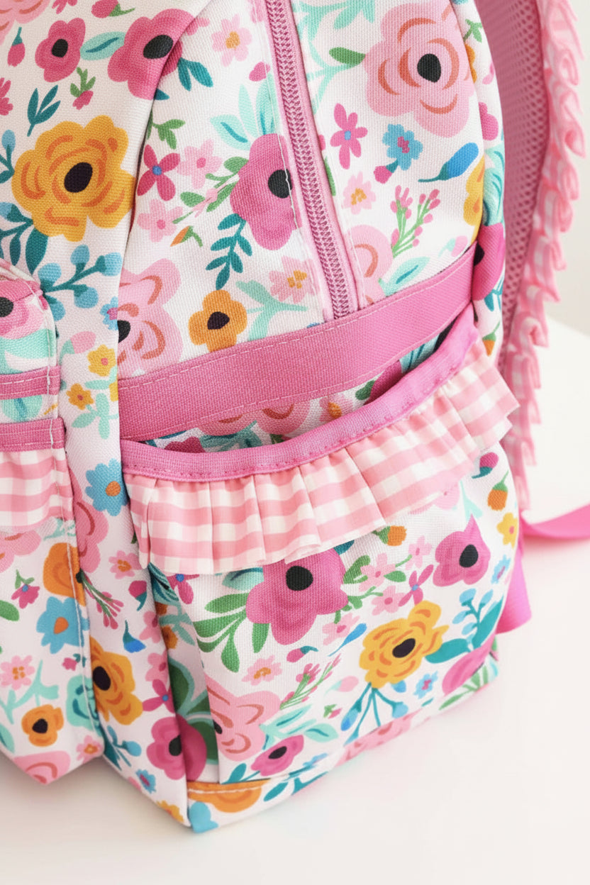 Kids Embroidered Ruffle Backpack | Pretty Poppies
