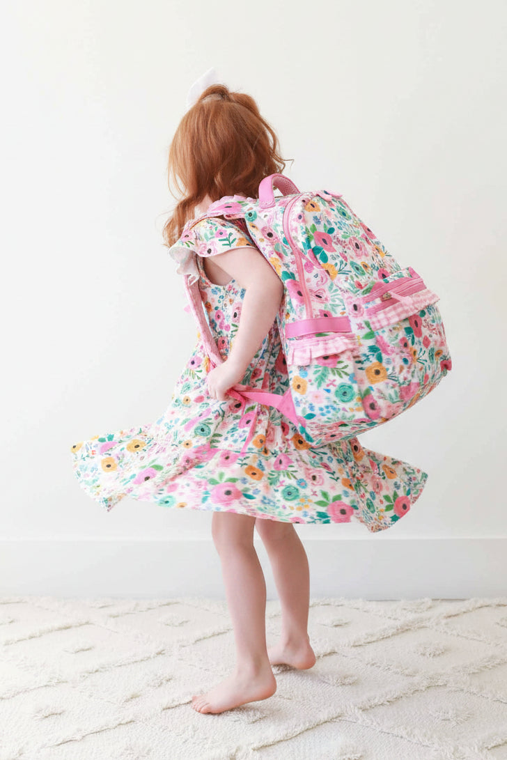 Kids Embroidered Ruffle Backpack | Pretty Poppies