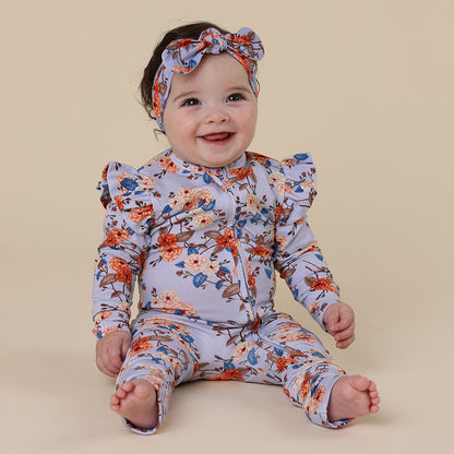 Vintage Blossom Organic Snugglesuit Convertible Romper with Frill
