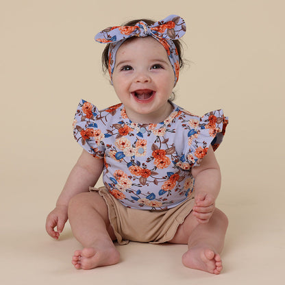Vintage Blossom Short Sleeve Organic Bodysuit with Frill