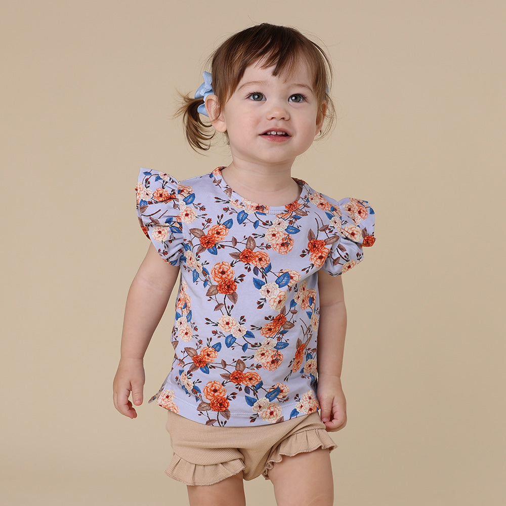 Vintage Blossom Organic T-Shirt with Frill