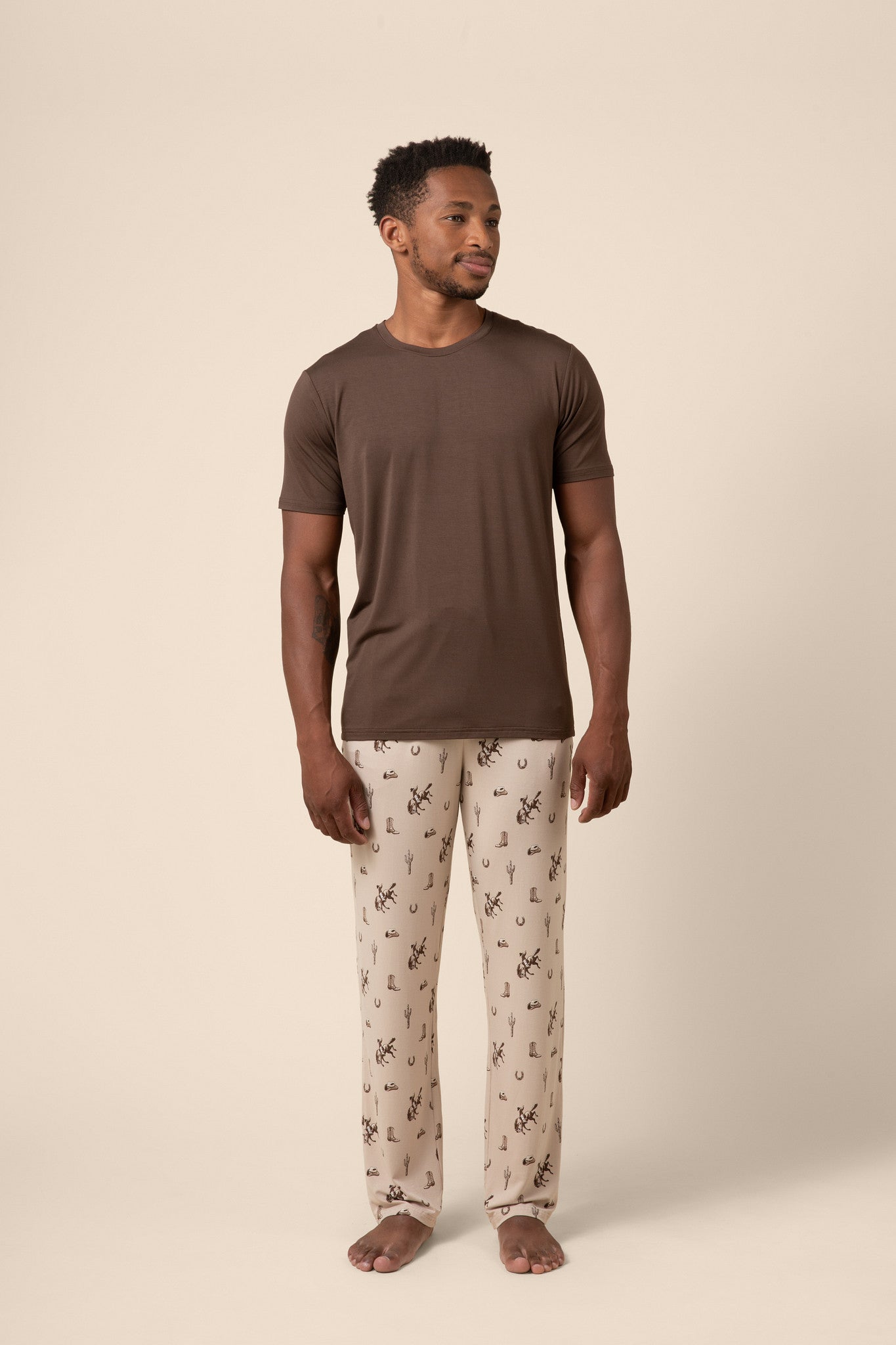 Men's Short Sleeve & Pant PJ Set in Classic Cowboy