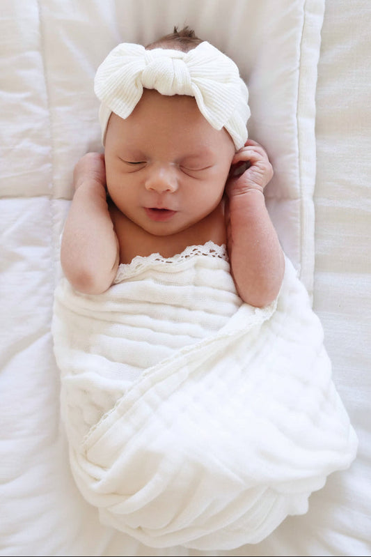 Gardenia Bamboo Waffle Knit Large Bow Headwrap
