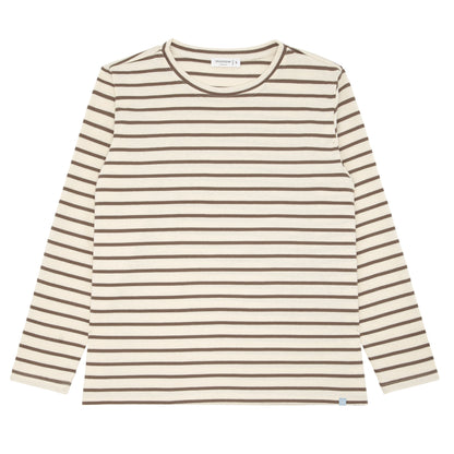 women's mocha stripe long sleeve tee